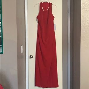 Long red back cutouts dress